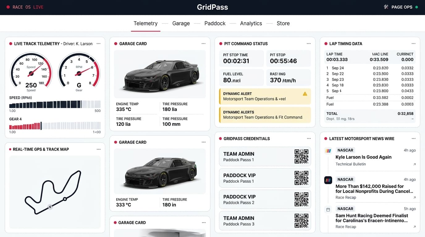 RaceOS & ShopOS Platform Suite on GridPass Architecture